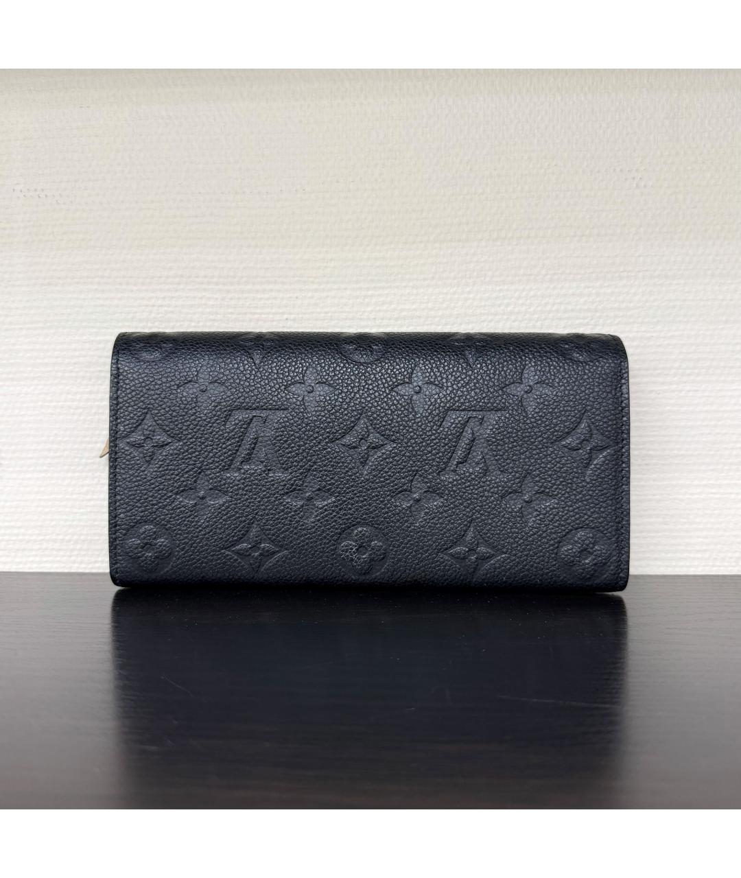 LOUIS VUITTON Черный кожаный кошелек, фото 3