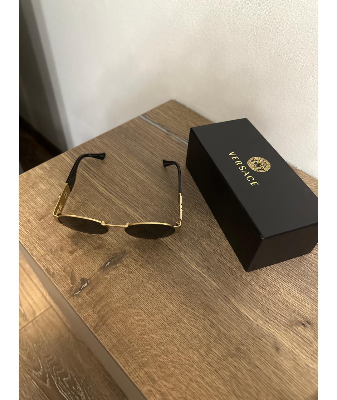 VERSACE Черные металлические солнцезащитные очки, фото 4