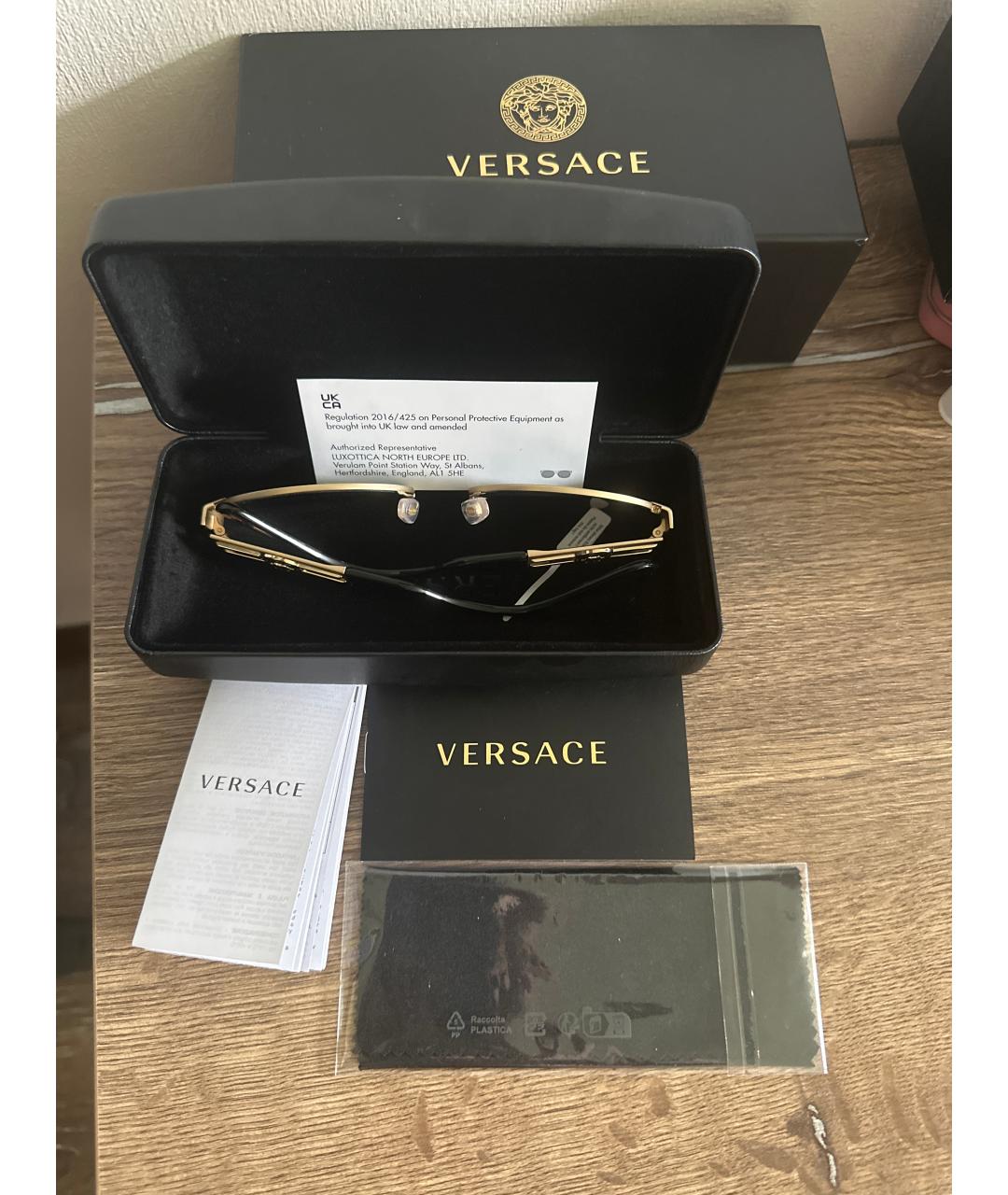 VERSACE Черные металлические солнцезащитные очки, фото 5