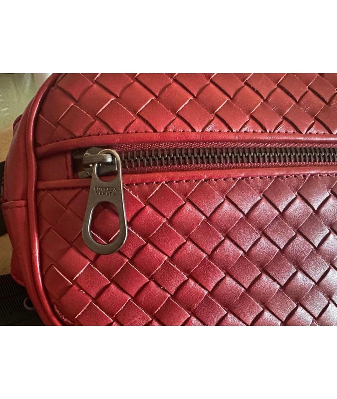 BOTTEGA VENETA Бордовая кожаная поясная сумка, фото 5