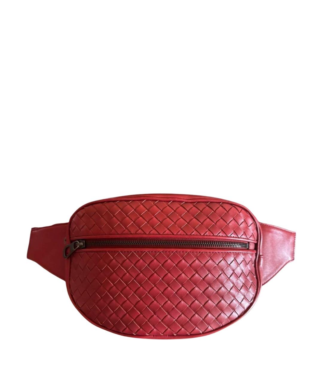 BOTTEGA VENETA Бордовая кожаная поясная сумка, фото 1