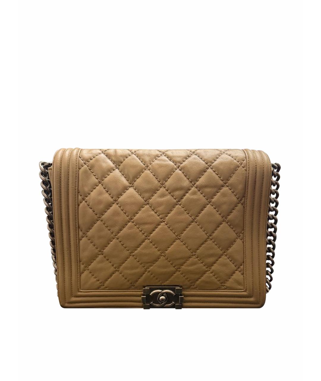 CHANEL Бежевая кожаная сумка через плечо, фото 1