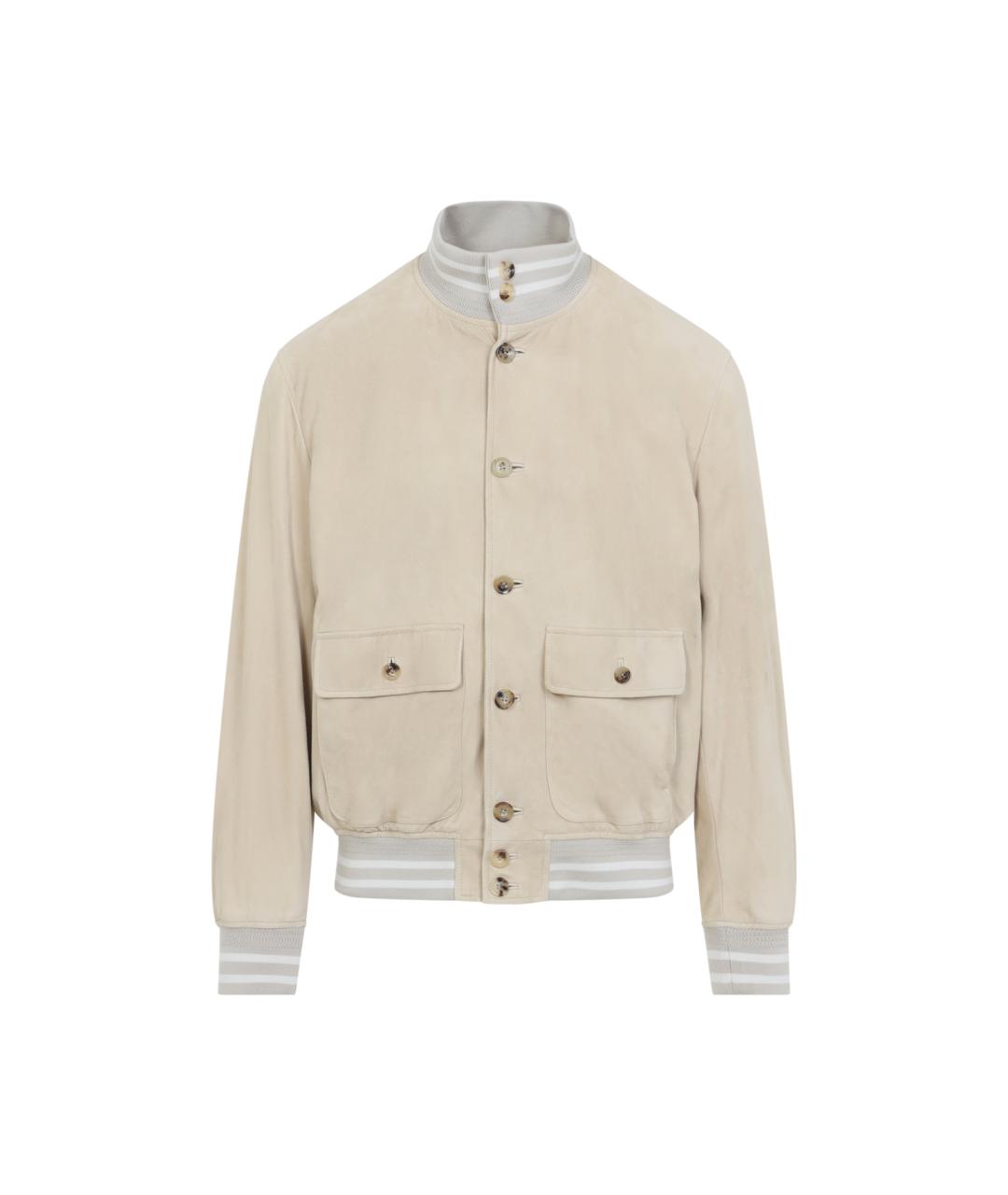 RALPH LAUREN PURPLE LABEL Бежевая замшевая куртка, фото 1