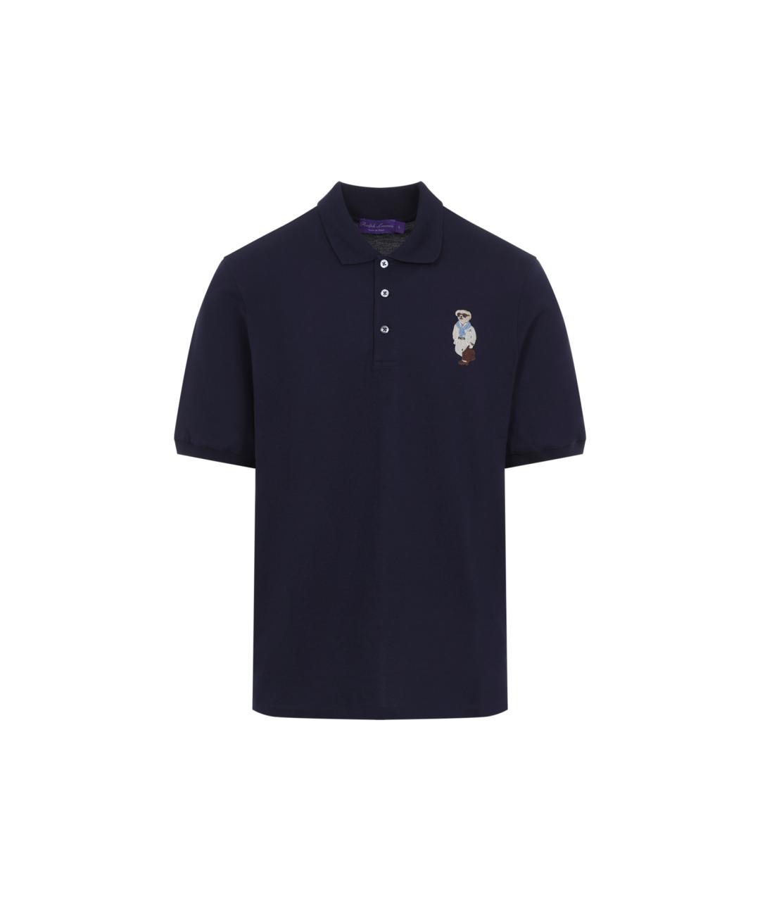 RALPH LAUREN PURPLE LABEL Темно-синее хлопковое поло с коротким рукавом, фото 1