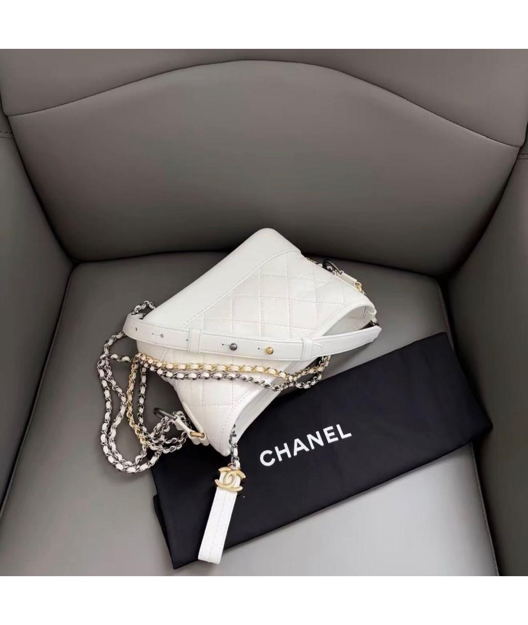 CHANEL Белая кожаная сумка через плечо, фото 4