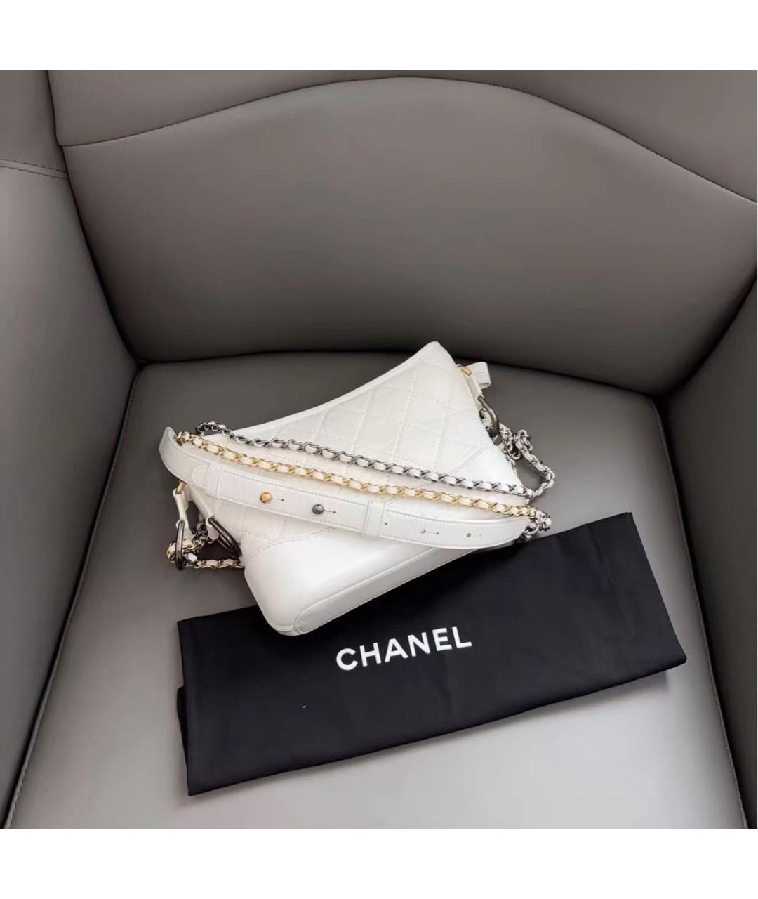 CHANEL Белая кожаная сумка через плечо, фото 6