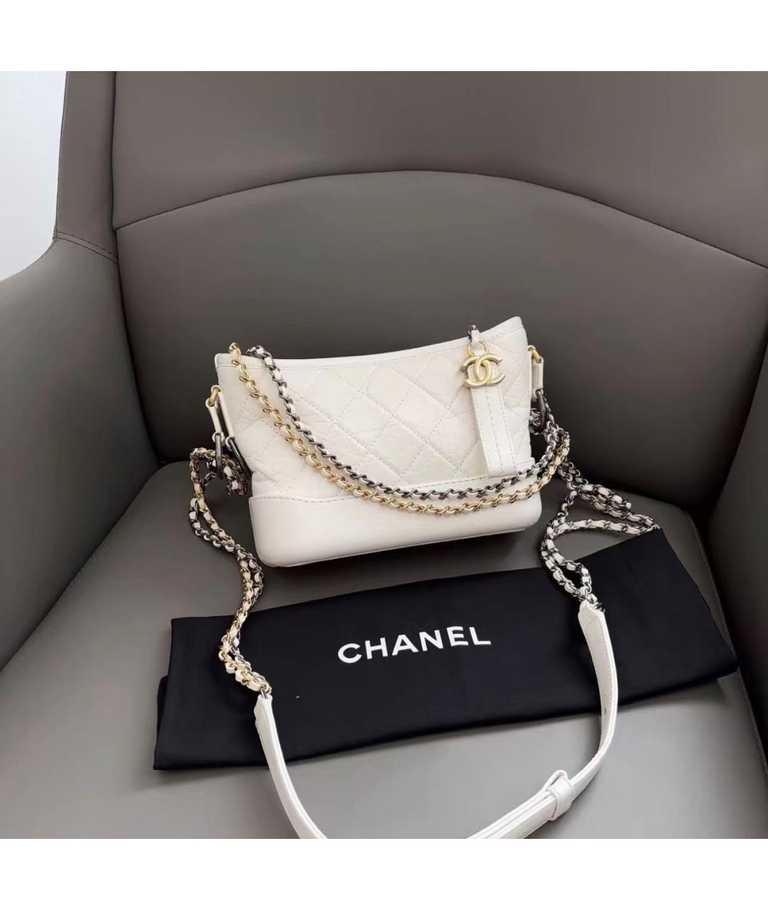 CHANEL Белая кожаная сумка через плечо, фото 8