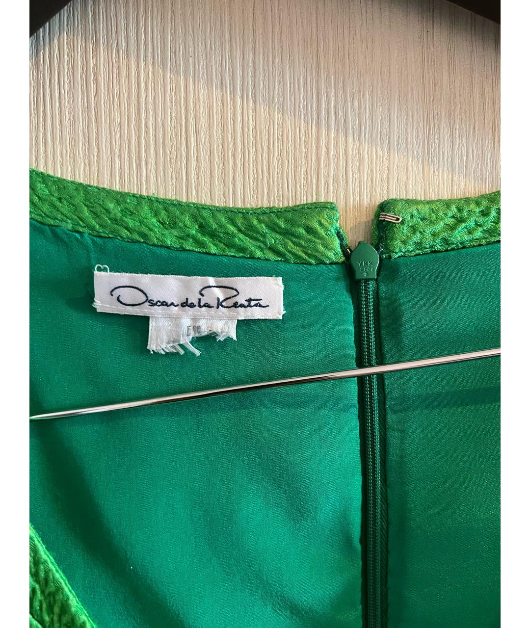 OSCAR DE LA RENTA Салатовое вискозное коктейльное платье, фото 3