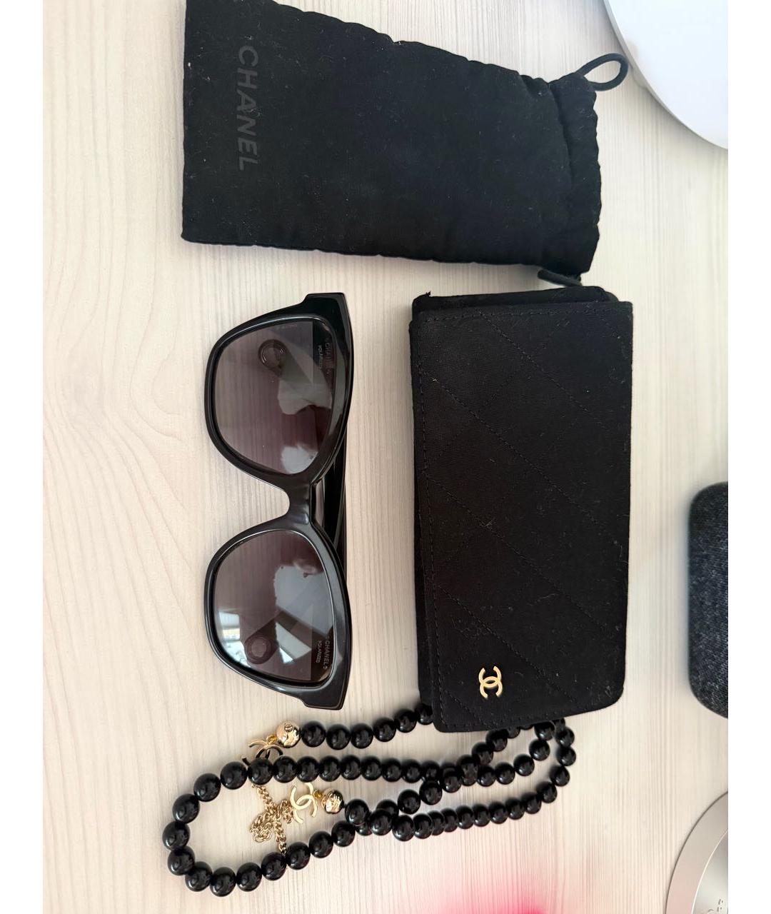 CHANEL Черные пластиковые солнцезащитные очки, фото 4