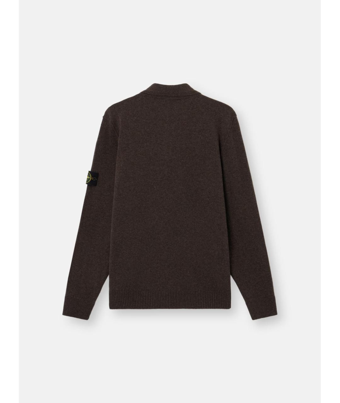 STONE ISLAND Коричневый шерстяной джемпер / свитер, фото 7