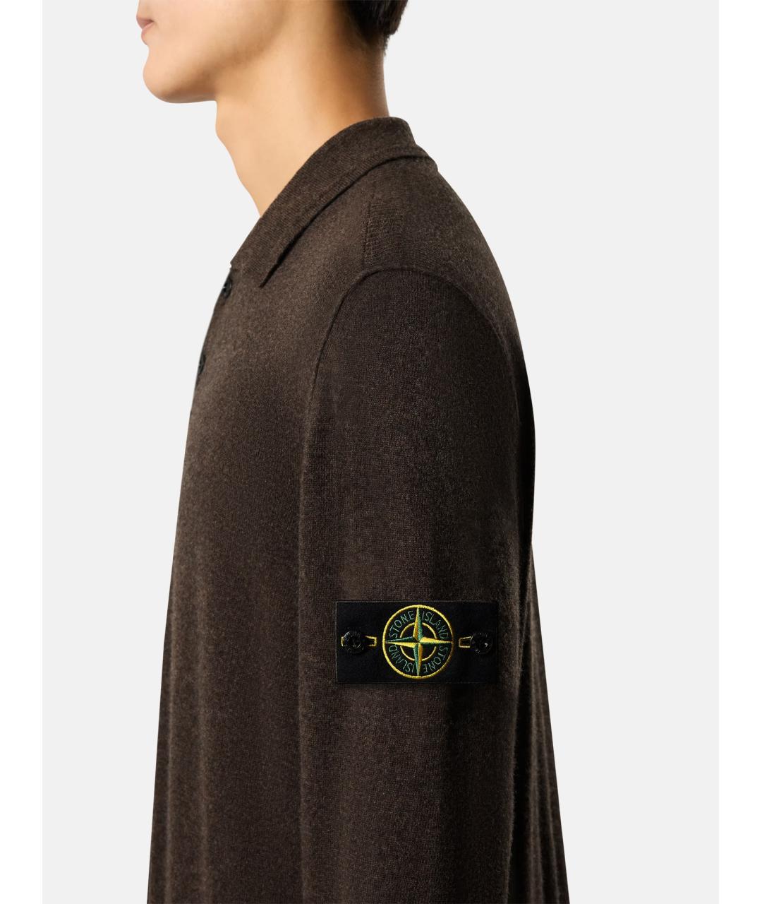STONE ISLAND Коричневый шерстяной джемпер / свитер, фото 3