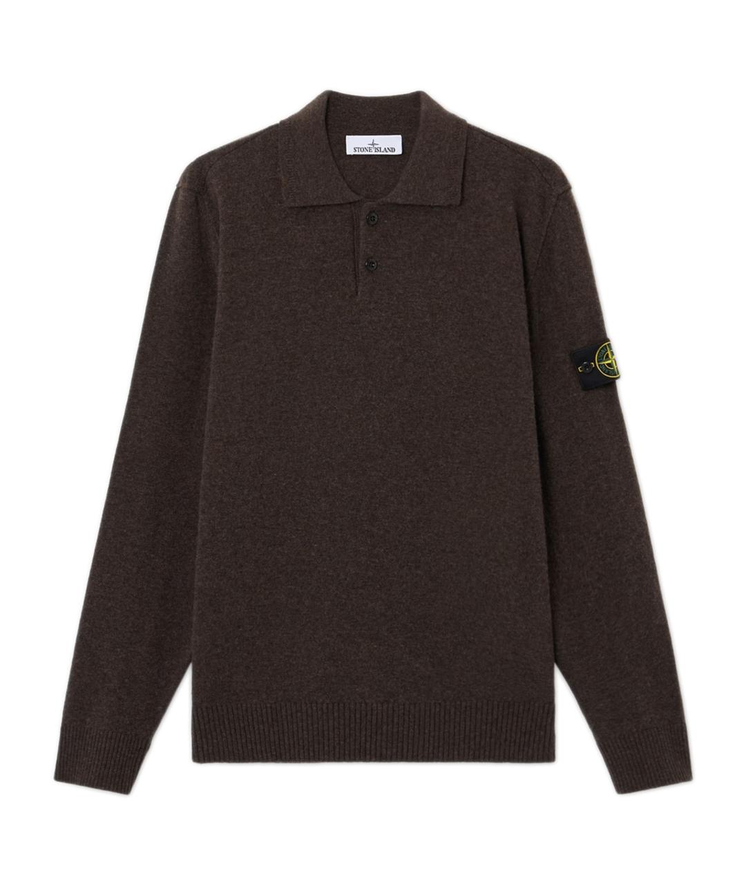 STONE ISLAND Коричневый шерстяной джемпер / свитер, фото 1