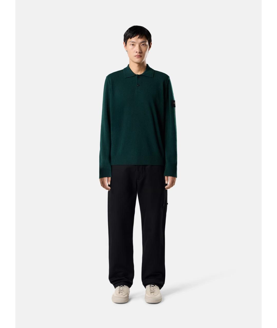 STONE ISLAND Зеленый шерстяной джемпер / свитер, фото 2