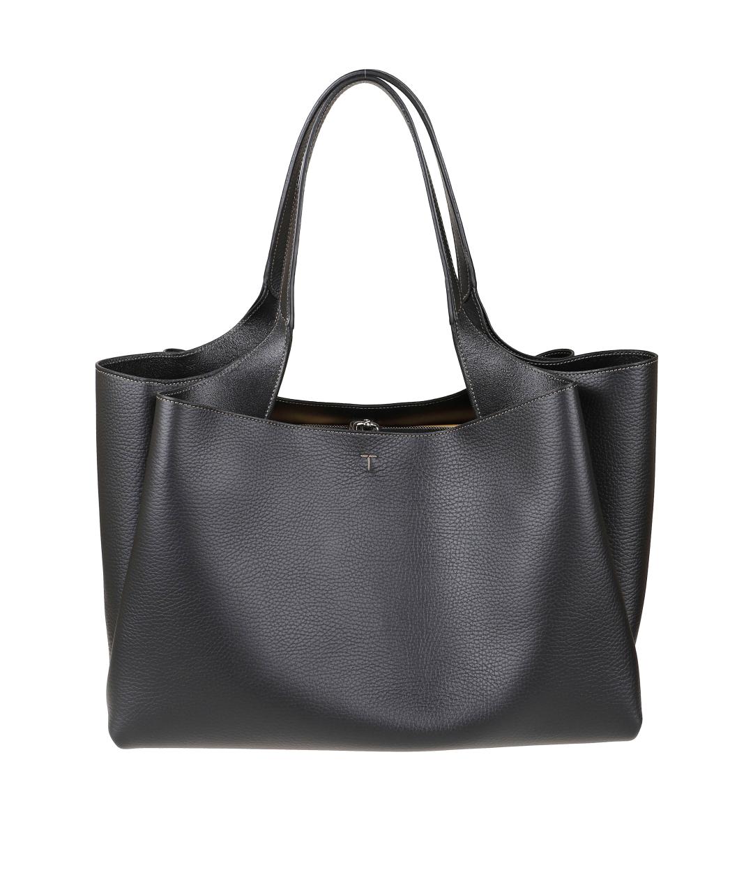 TOD'S Черная кожаная сумка тоут, фото 1