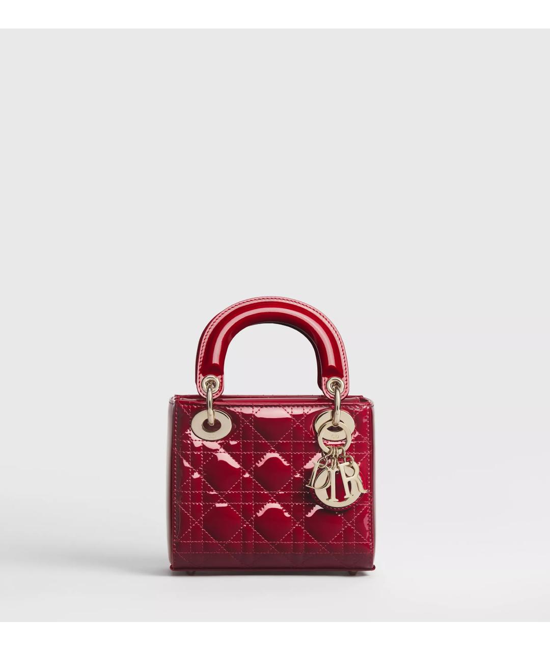 CHRISTIAN DIOR Красная сумка с короткими ручками из лакированной кожи, фото 10