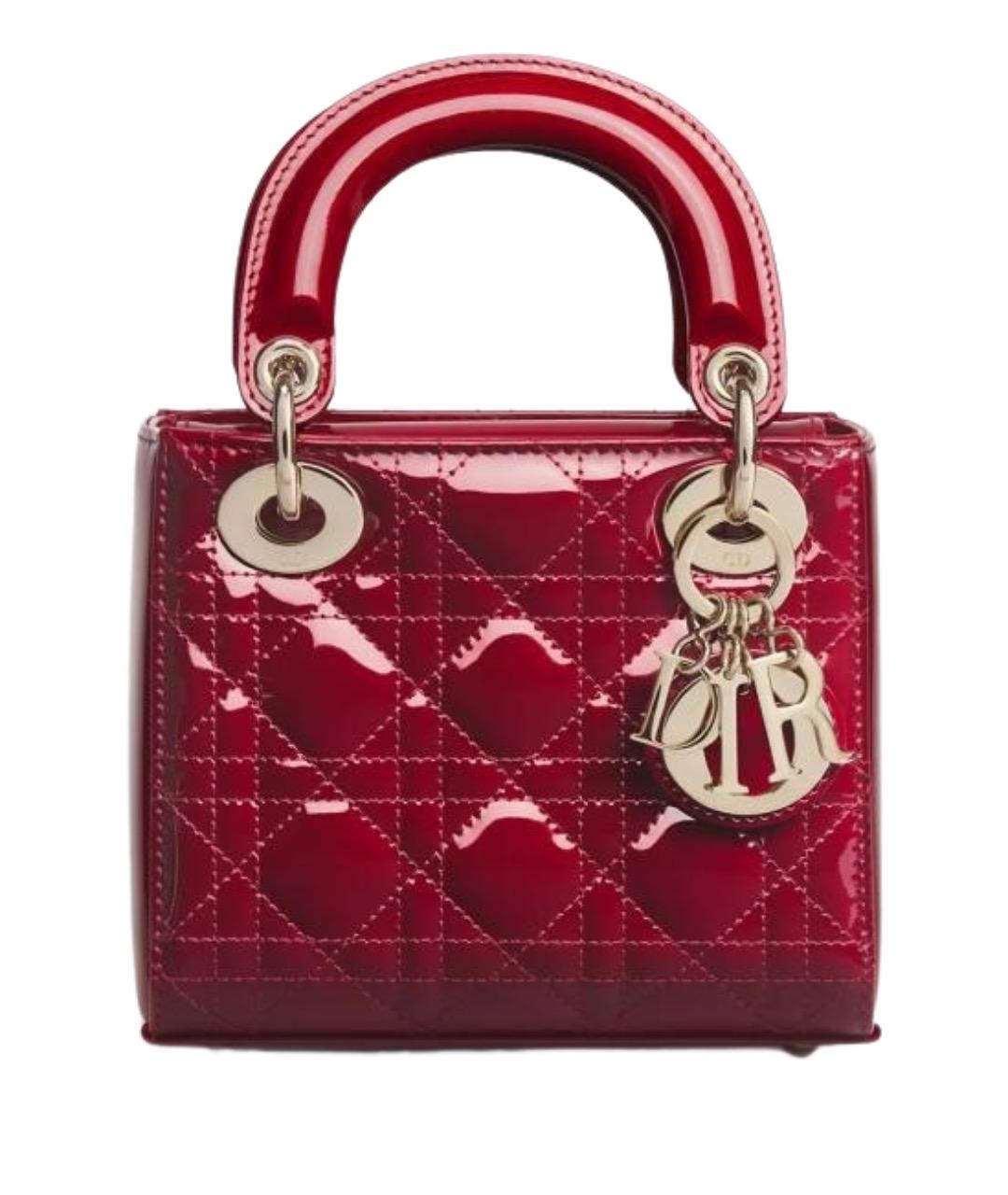 CHRISTIAN DIOR Красная сумка с короткими ручками из лакированной кожи, фото 1