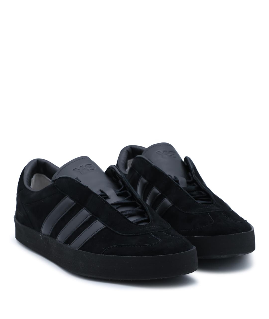 Y-3 Черные кожаные низкие кроссовки / кеды, фото 3