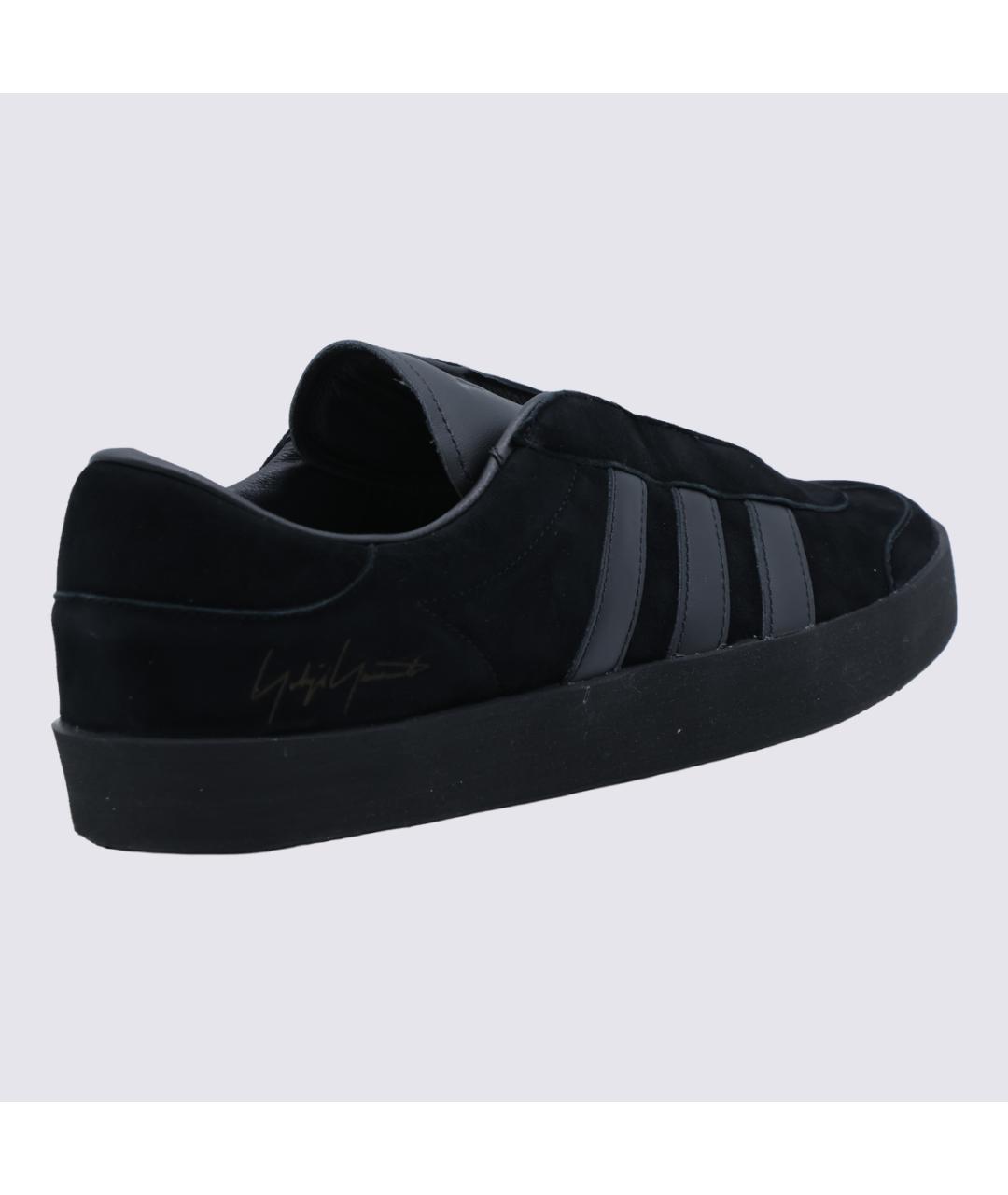 Y-3 Черные кожаные низкие кроссовки / кеды, фото 4