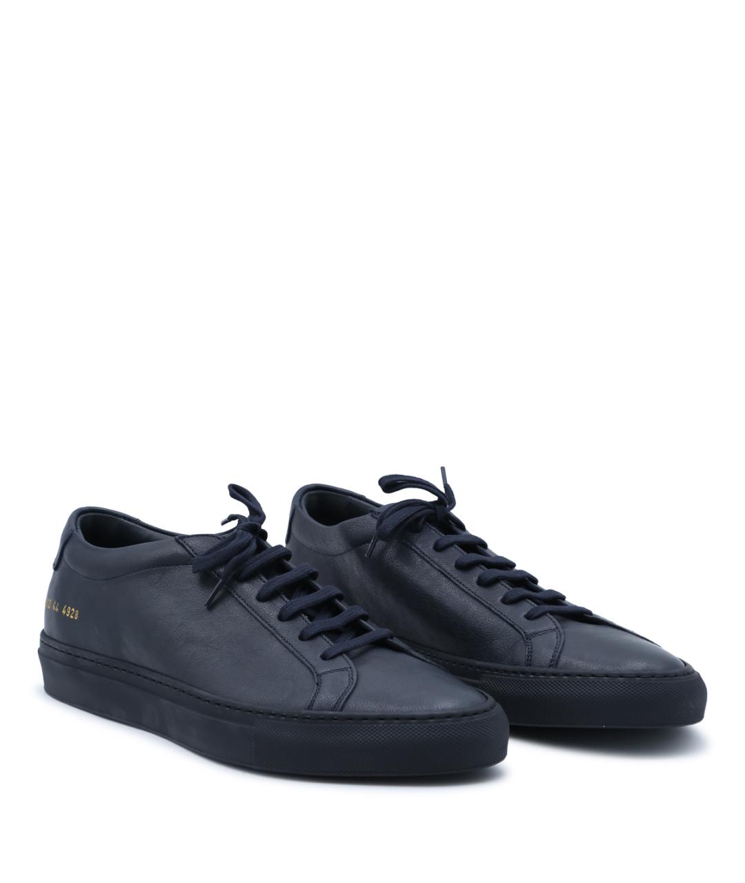 COMMON PROJECTS Темно-синие кожаные низкие кроссовки / кеды, фото 4