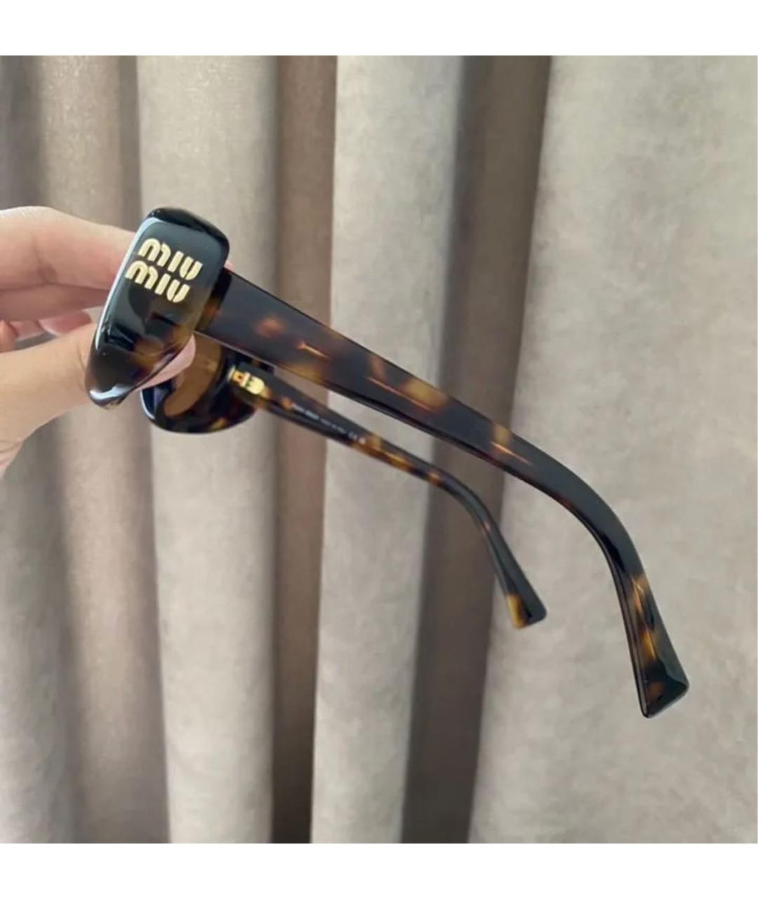 MIU MIU Коричневые пластиковые солнцезащитные очки, фото 3