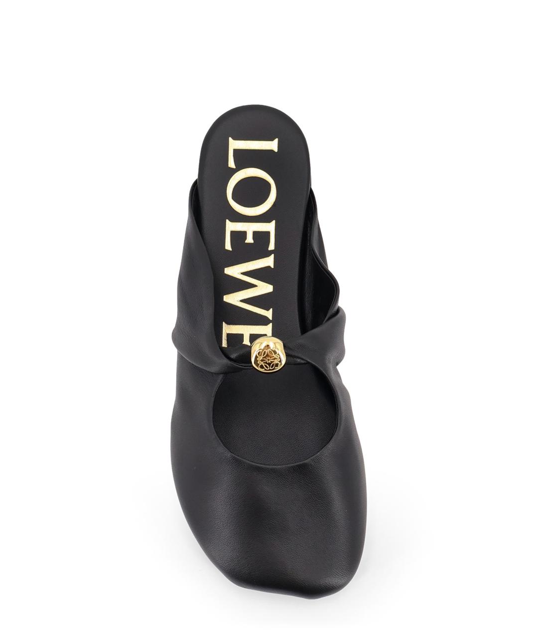 LOEWE Черные кожаные мюли, фото 5
