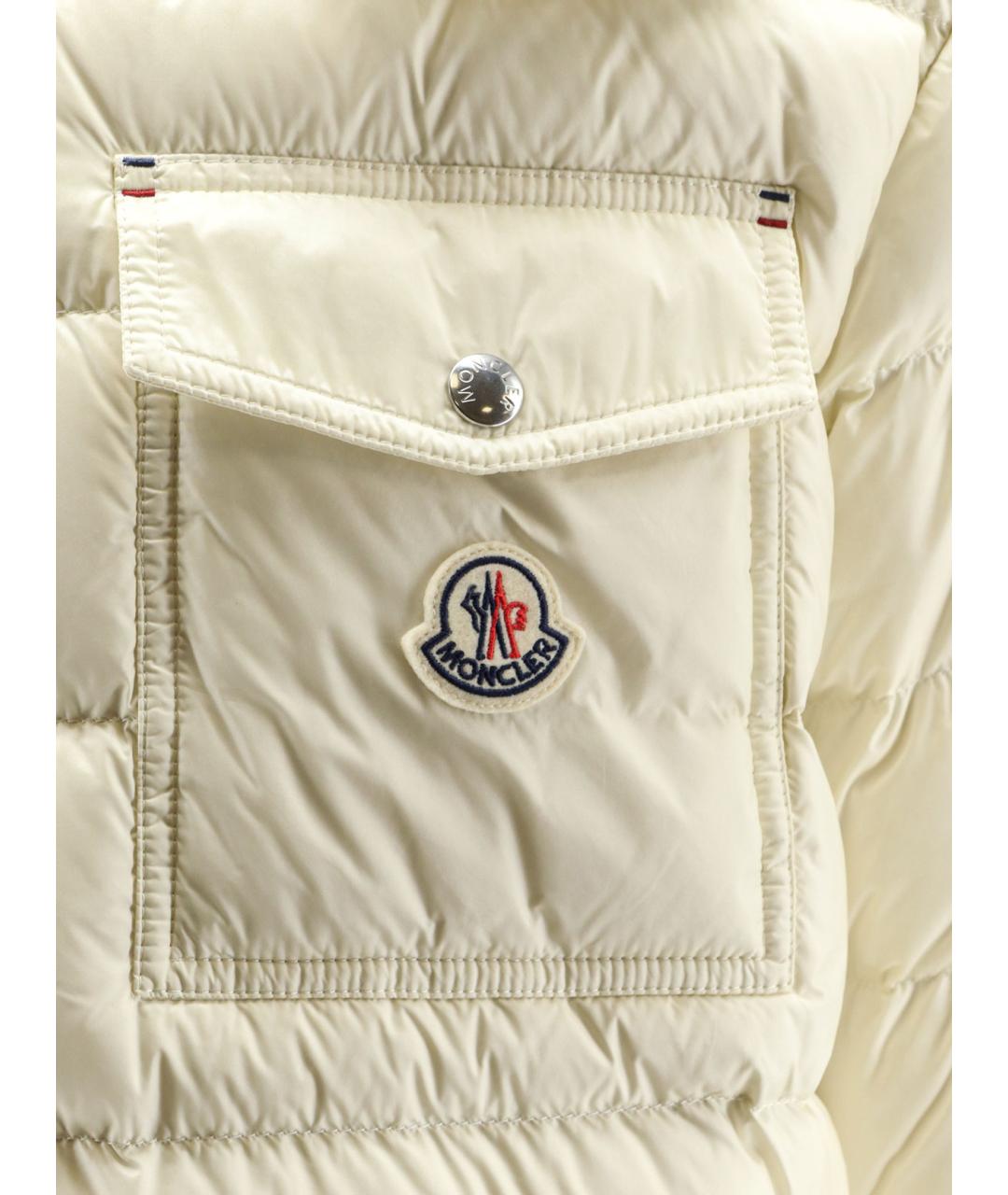 MONCLER Белый полиамидовый пуховик, фото 3