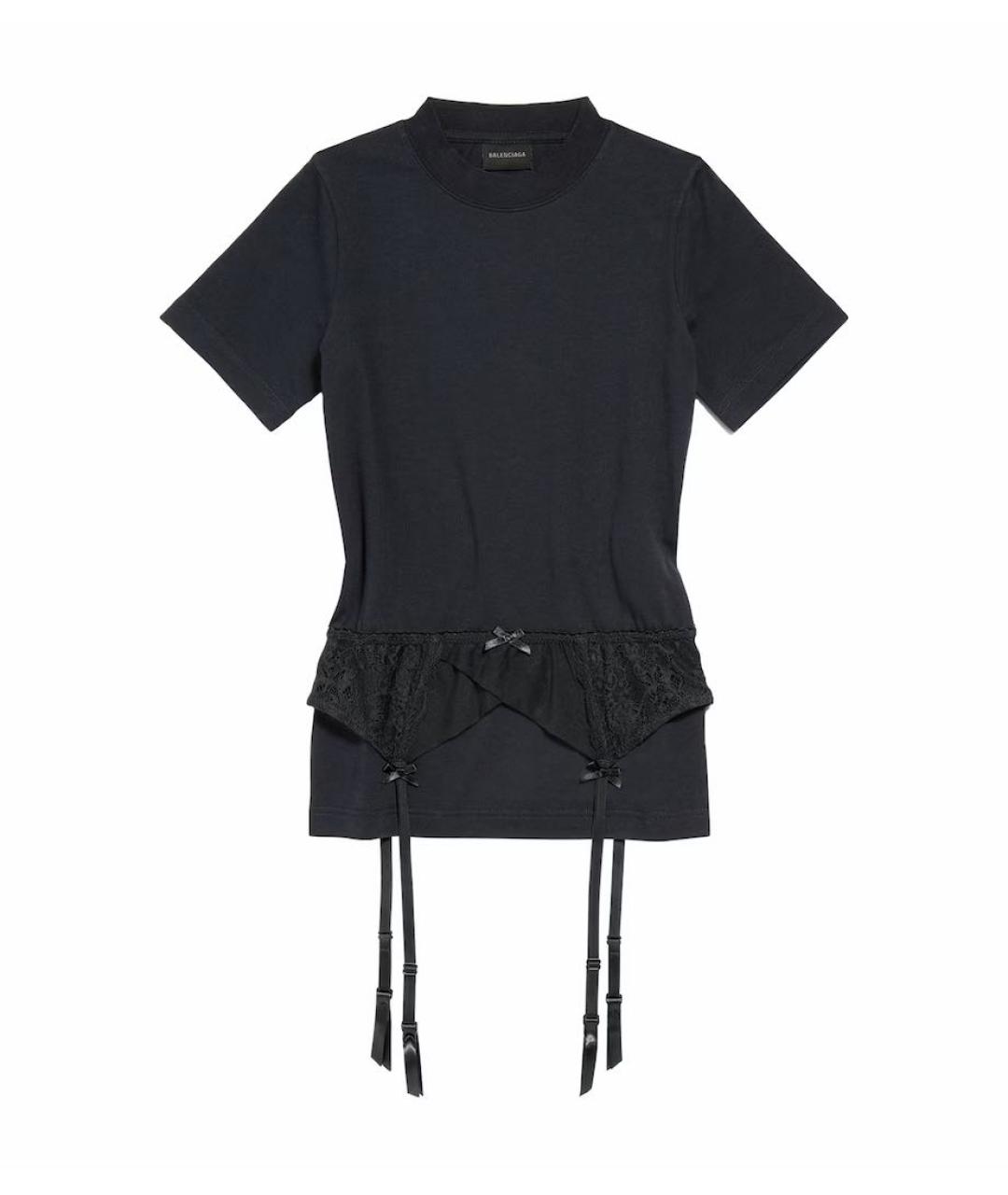 BALENCIAGA Черная кружевная футболка, фото 5