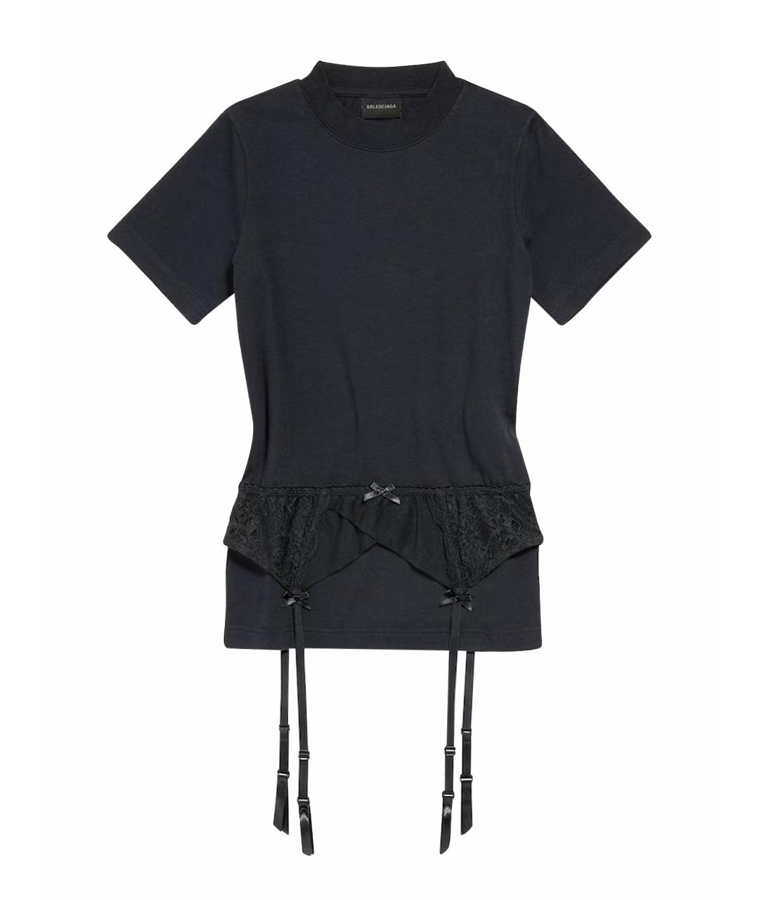 BALENCIAGA Черная кружевная футболка, фото 1