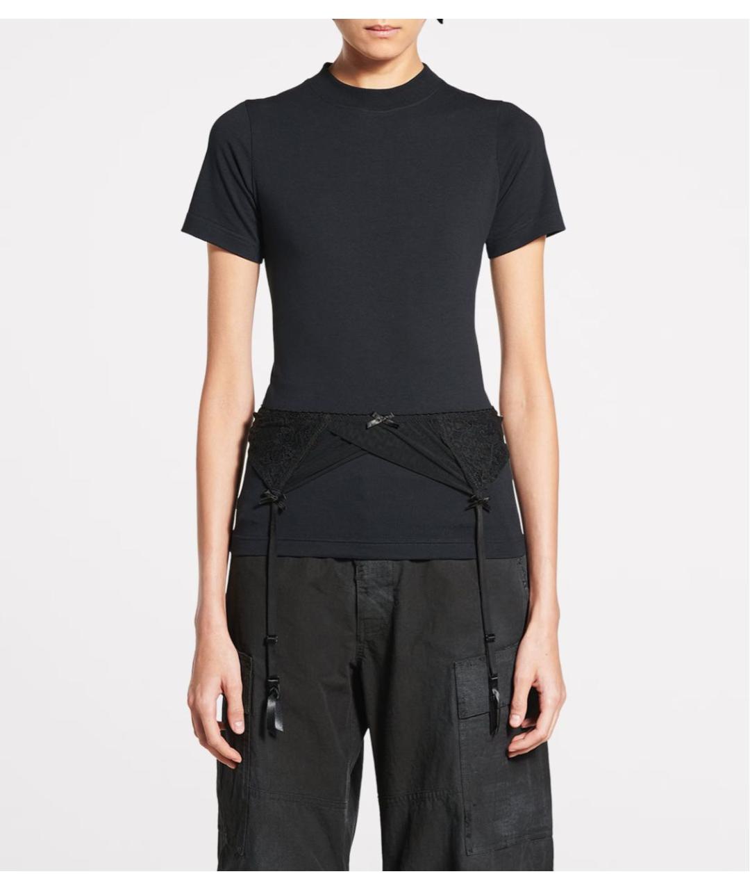 BALENCIAGA Черная кружевная футболка, фото 3