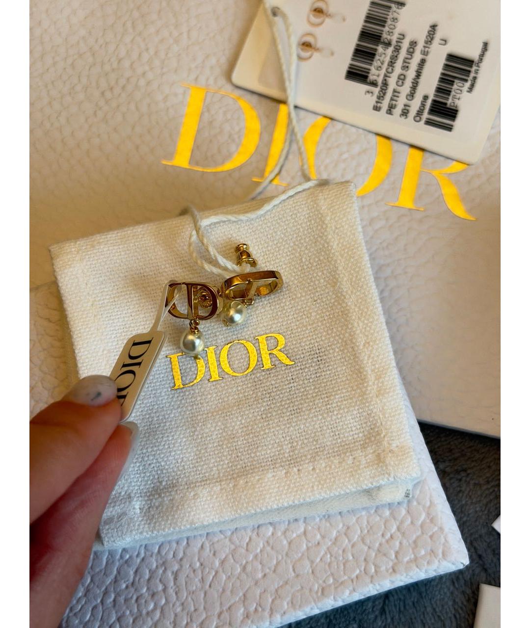 CHRISTIAN DIOR Золотые металлические серьги, фото 7
