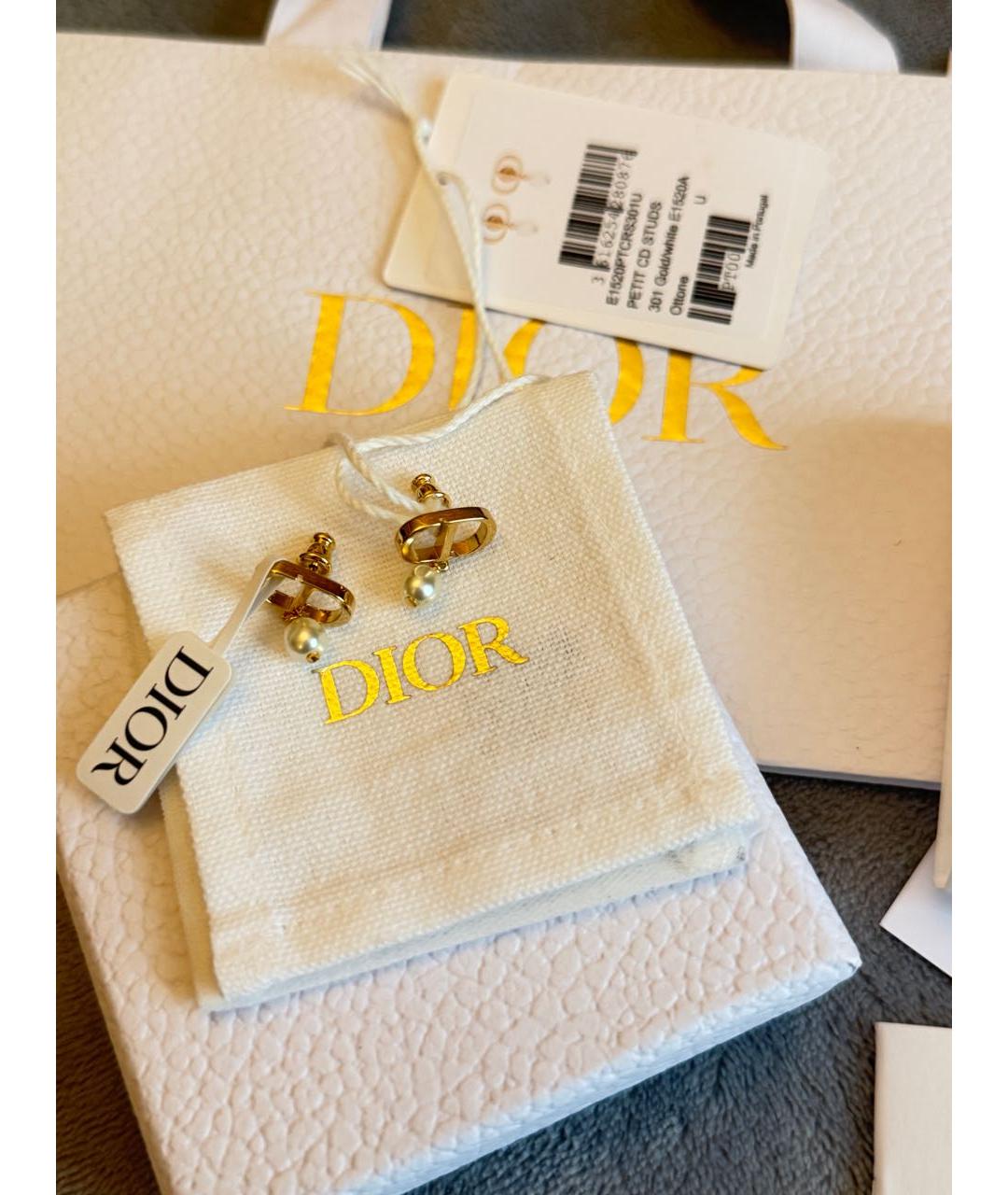 CHRISTIAN DIOR Золотые металлические серьги, фото 8