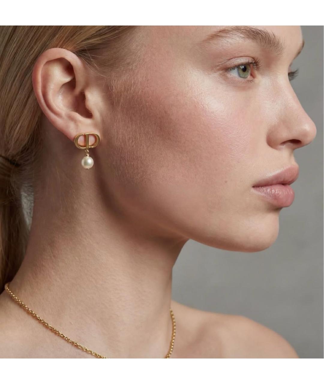 CHRISTIAN DIOR Золотые металлические серьги, фото 5