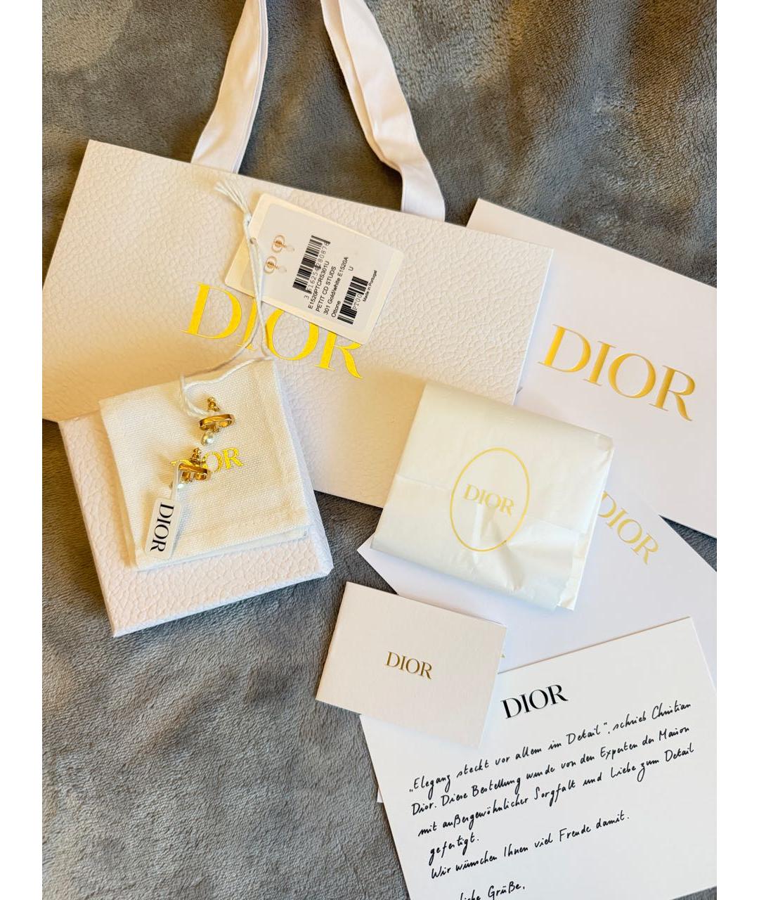 CHRISTIAN DIOR Золотые металлические серьги, фото 6