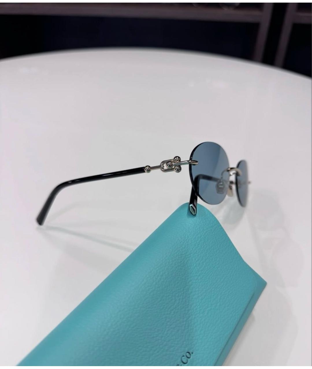 TIFFANY&CO Голубые металлические солнцезащитные очки, фото 3