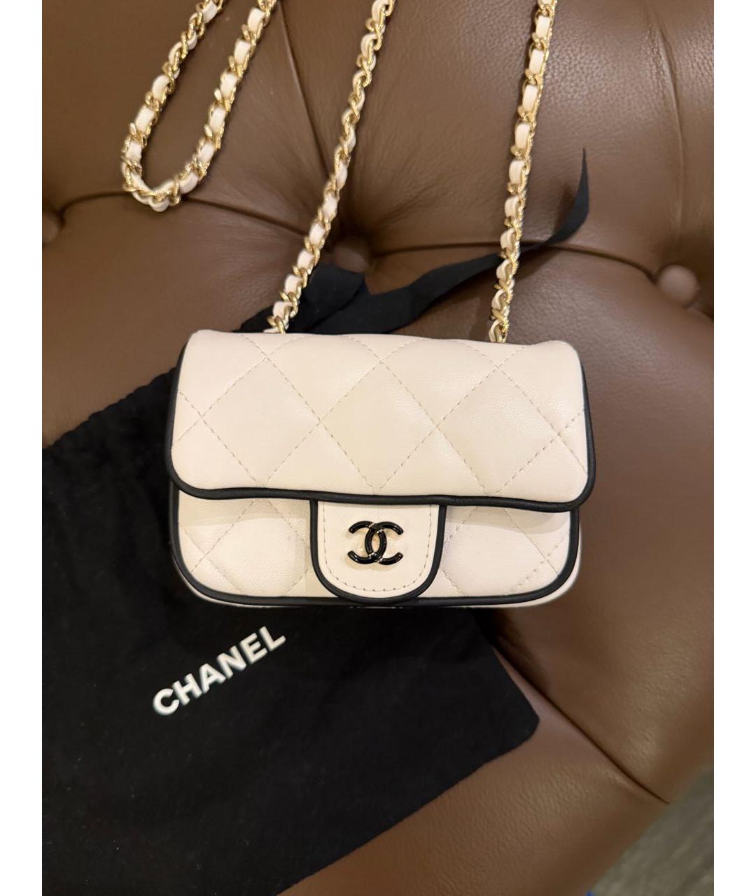 CHANEL Белая кожаная сумка через плечо, фото 3