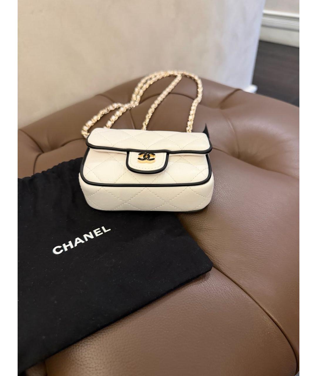 CHANEL Белая кожаная сумка через плечо, фото 6