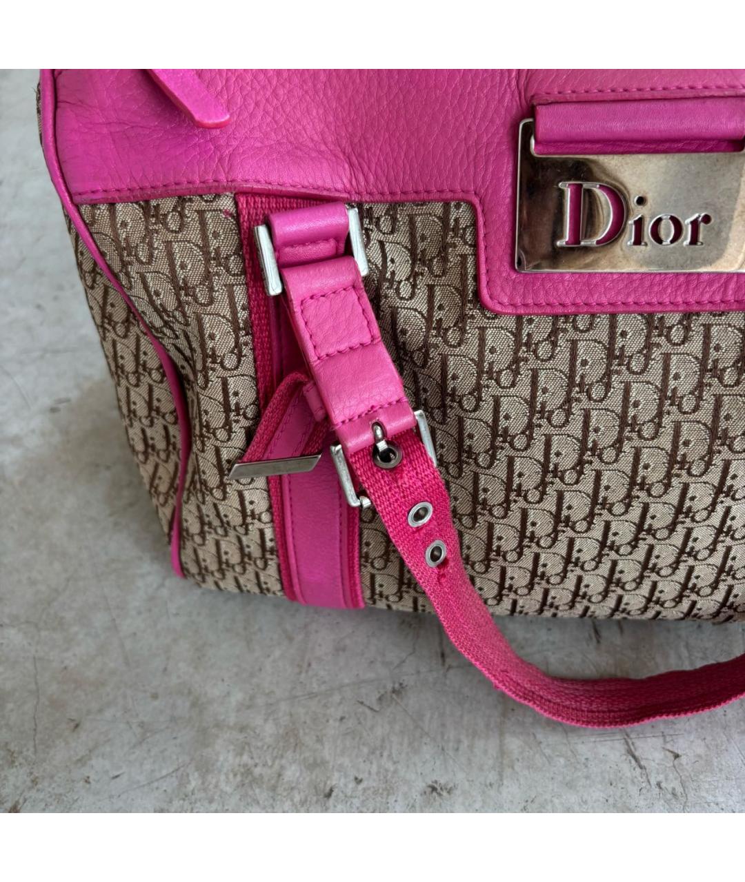 CHRISTIAN DIOR Бежевая канва сумка с короткими ручками, фото 8