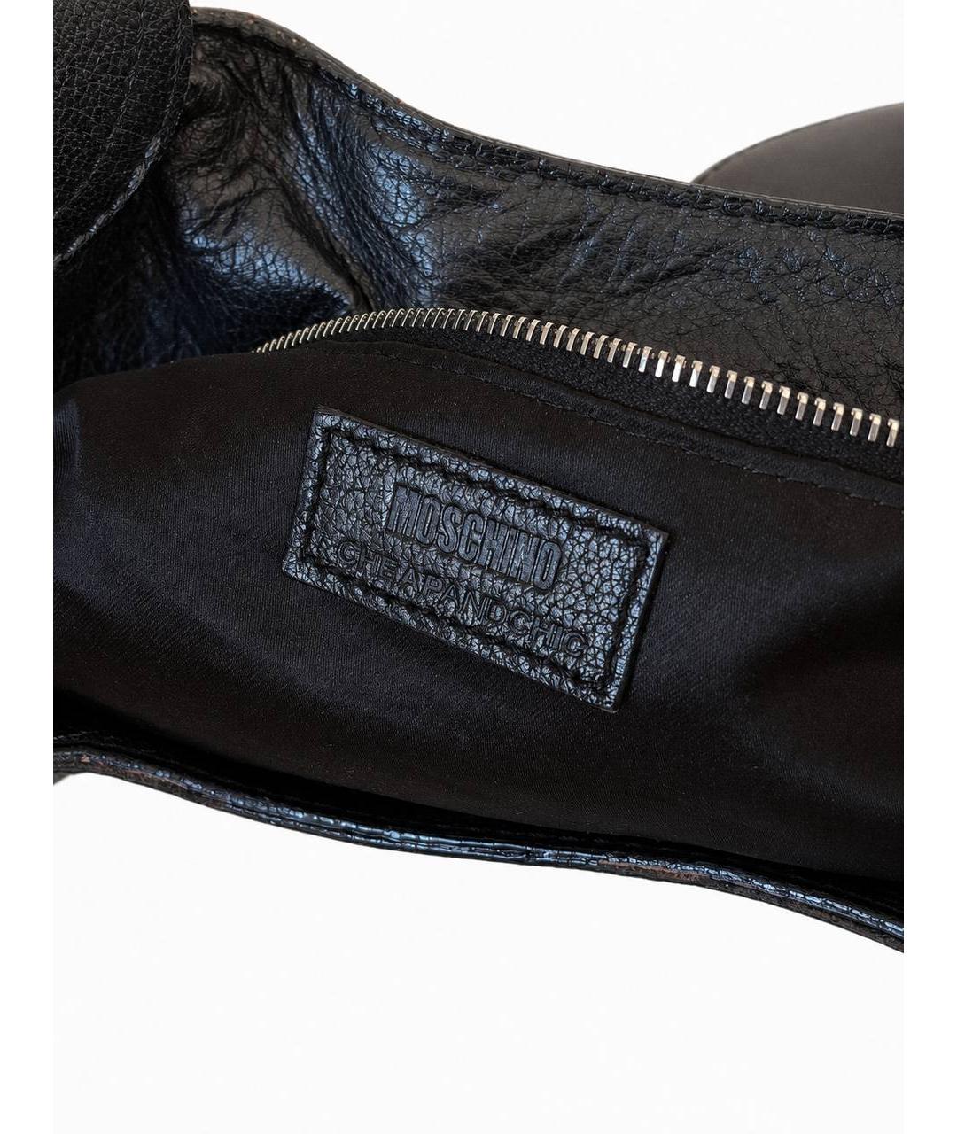 MOSCHINO Черная кожаная сумка с короткими ручками, фото 4