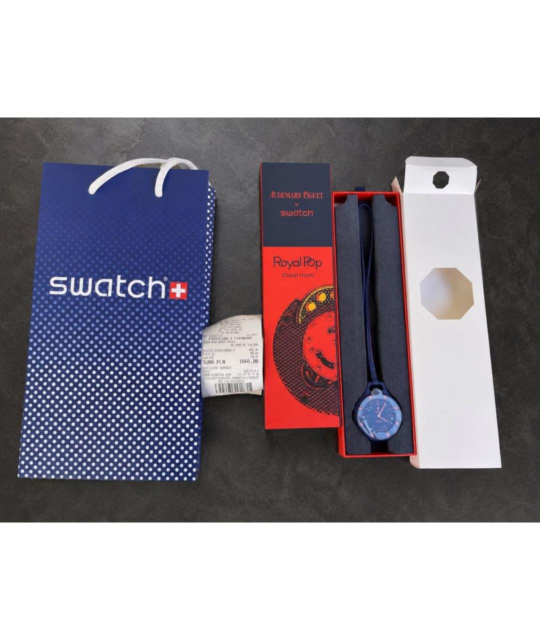 Swatch Темно-синие керамические часы, фото 3