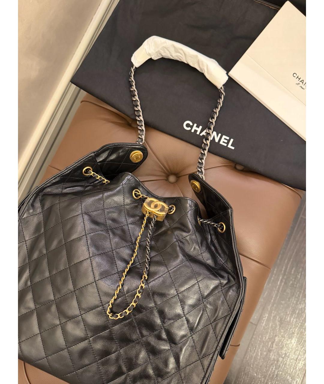 CHANEL Черная кожаная сумка через плечо, фото 6