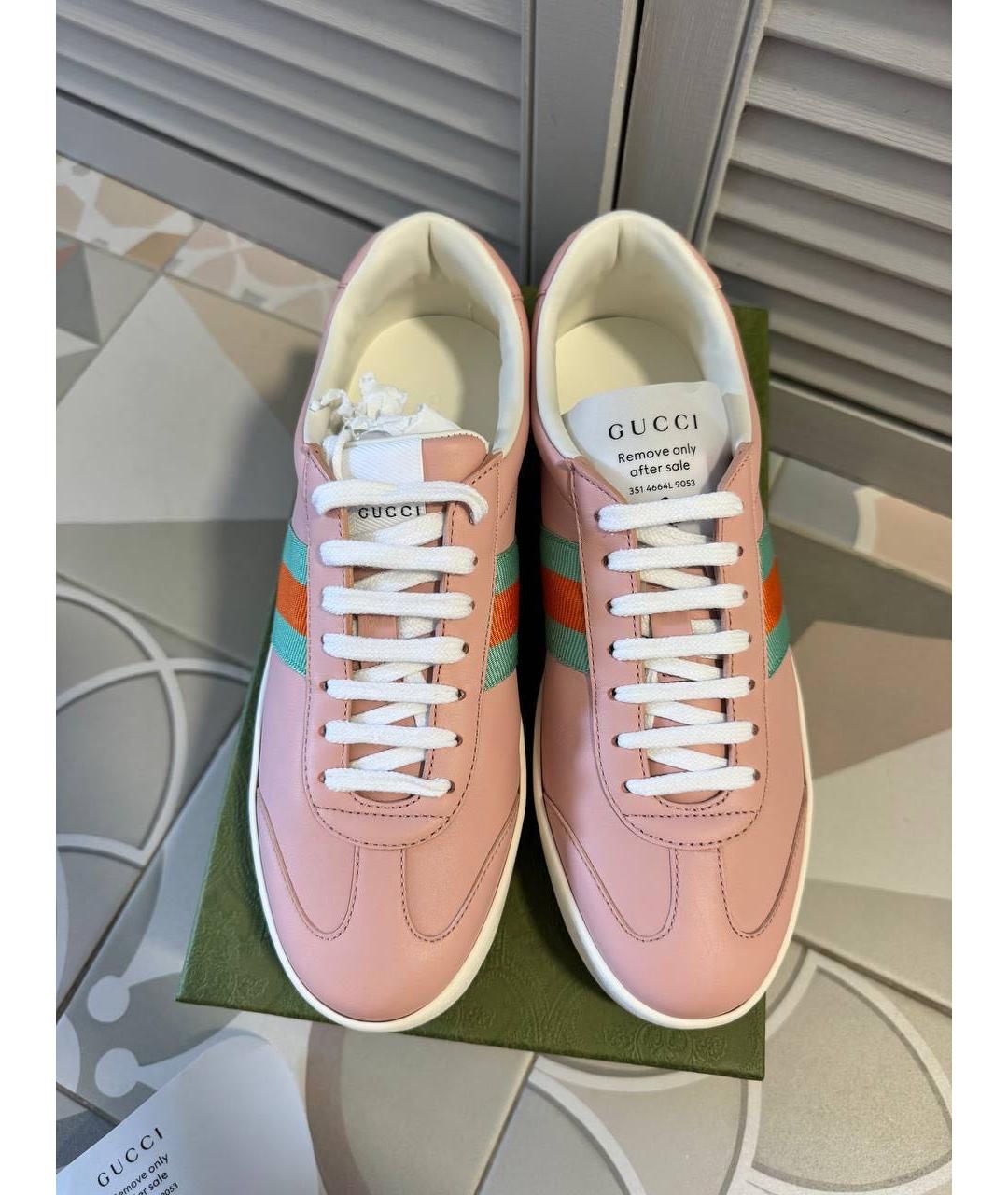 GUCCI Розовые кожаные кроссовки, фото 2