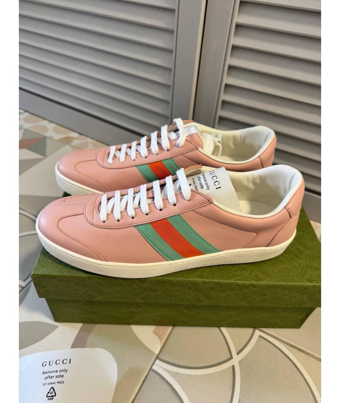 GUCCI Розовые кожаные кроссовки, фото 3