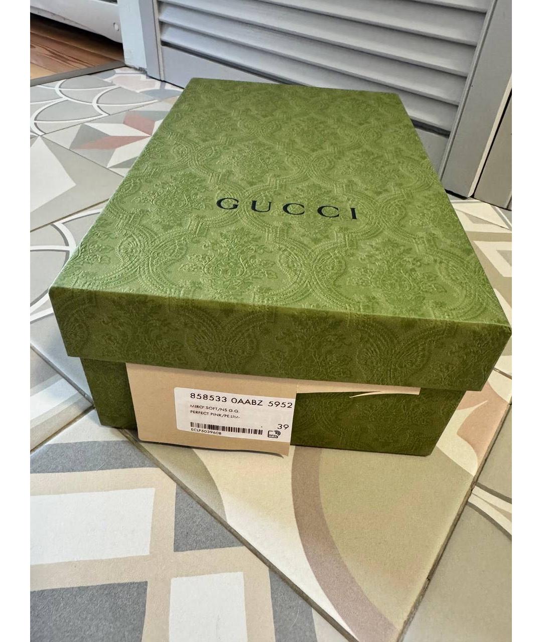 GUCCI Розовые кожаные кроссовки, фото 5