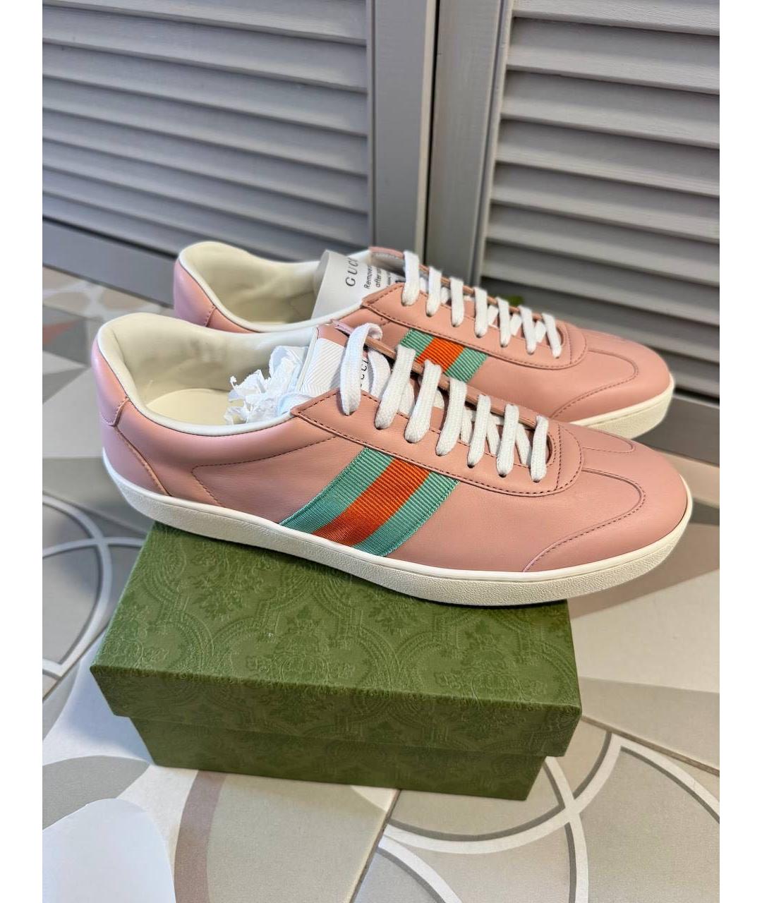 GUCCI Розовые кожаные кроссовки, фото 9