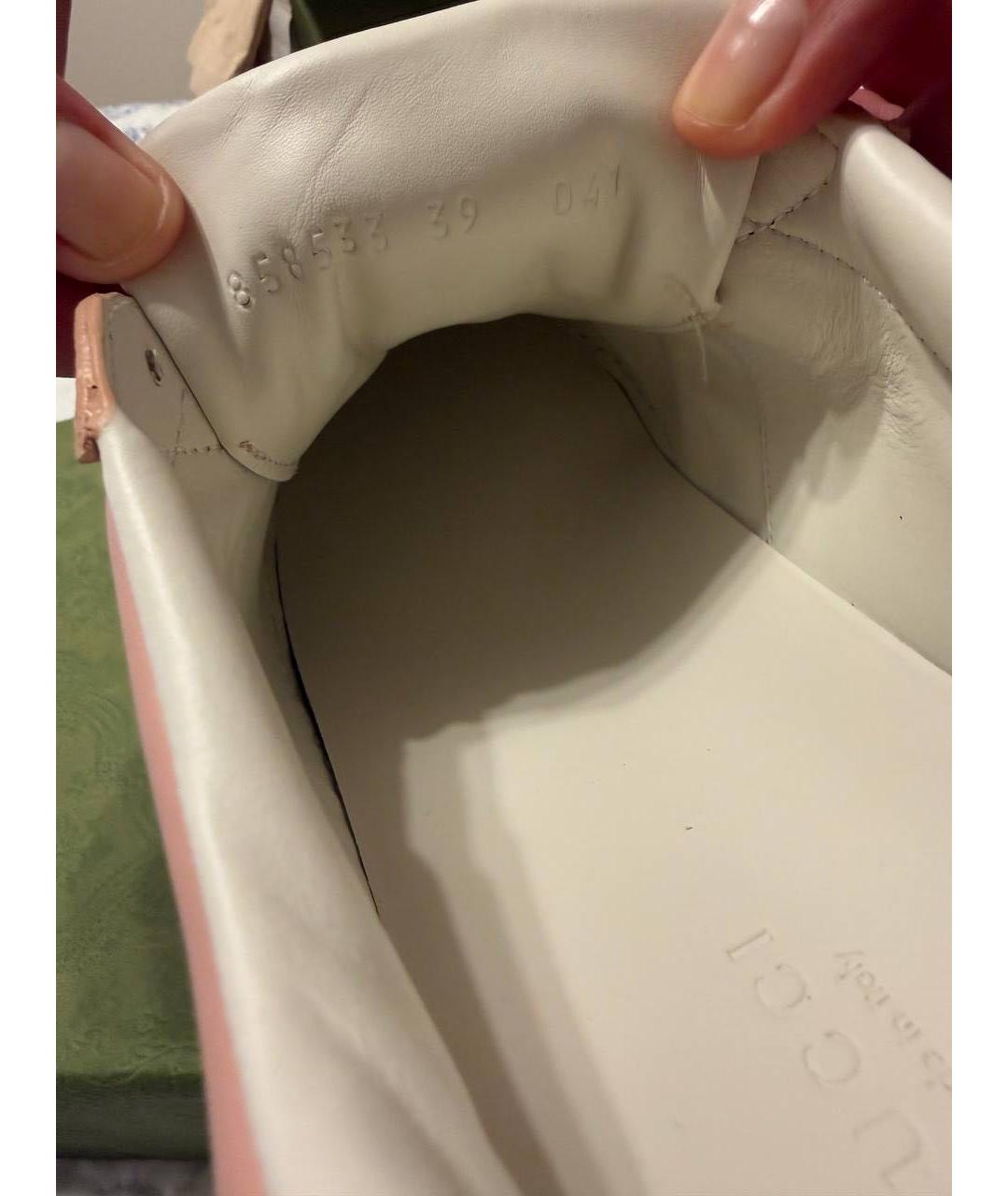 GUCCI Розовые кожаные кроссовки, фото 7