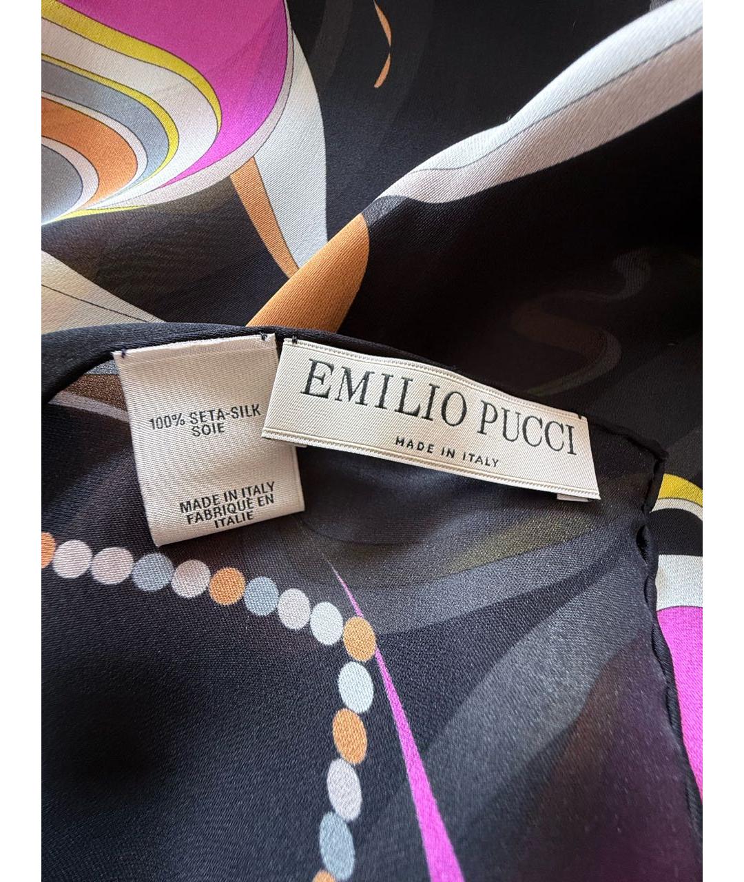 EMILIO PUCCI Черный шелковый шарф, фото 5