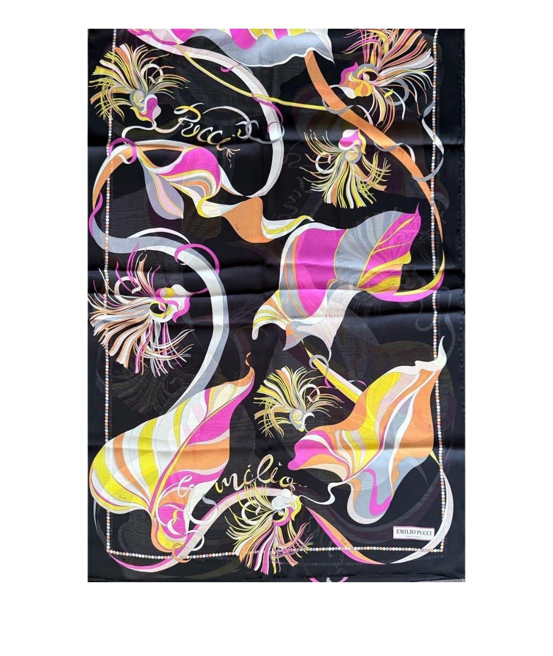 EMILIO PUCCI Черный шелковый шарф, фото 1