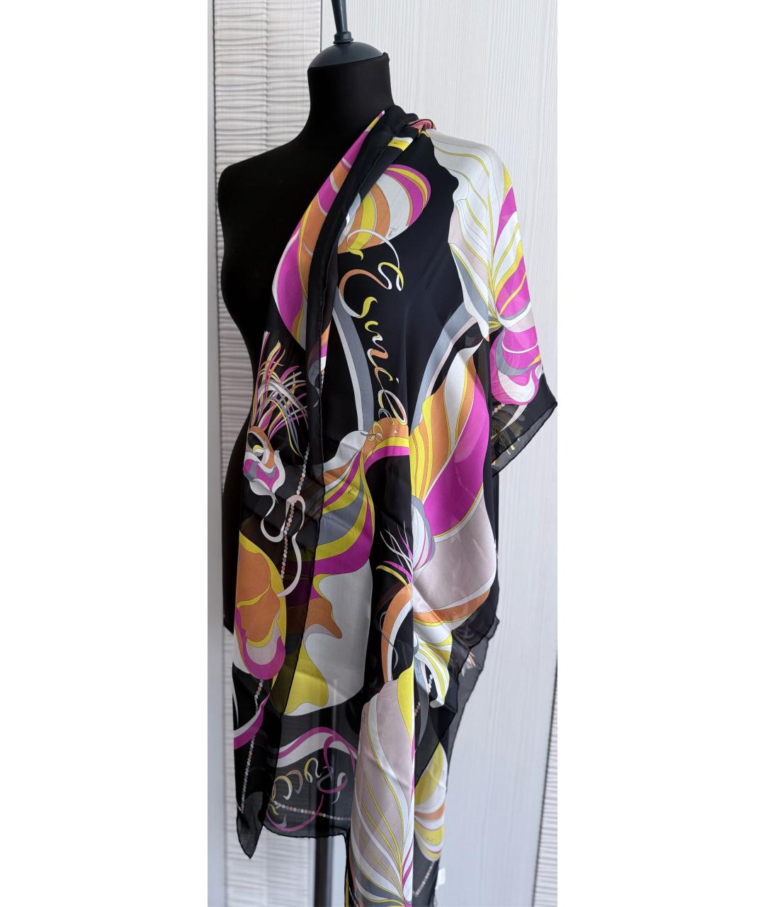 EMILIO PUCCI Черный шелковый шарф, фото 2