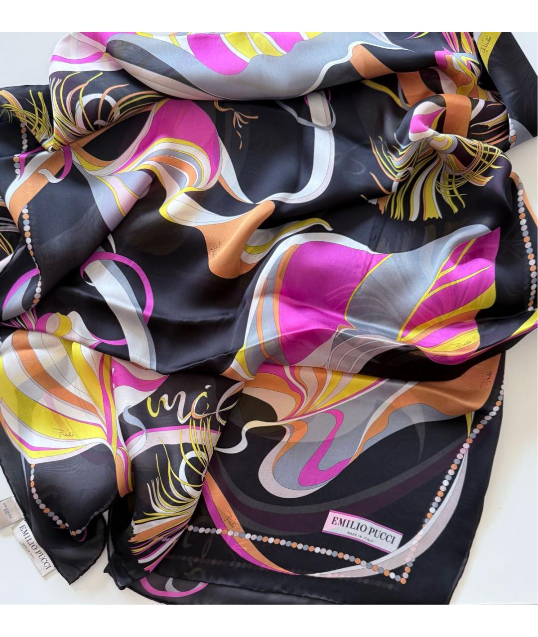 EMILIO PUCCI Черный шелковый шарф, фото 7