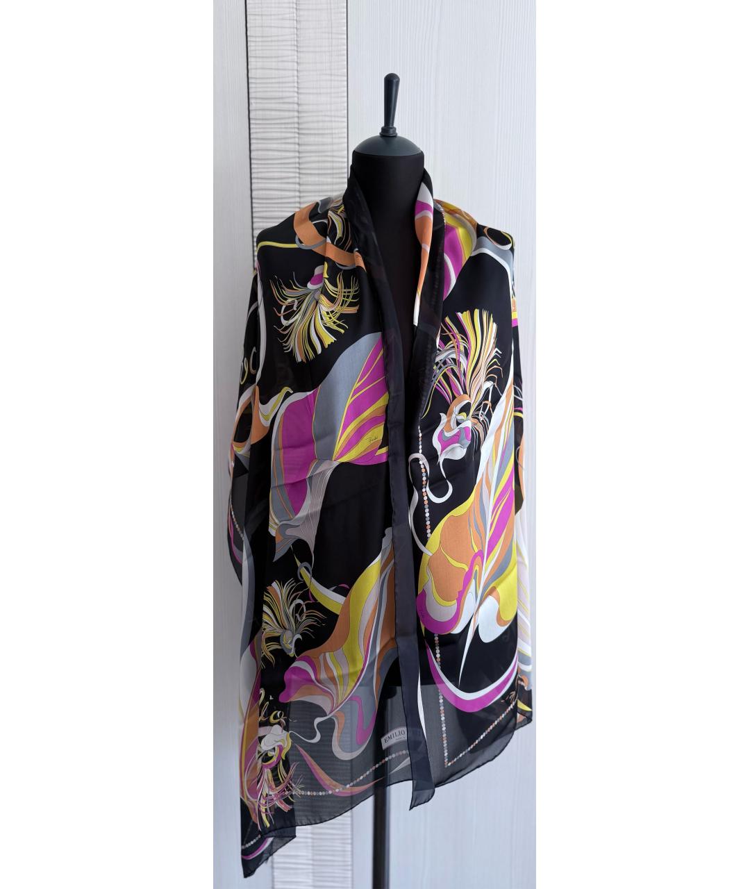 EMILIO PUCCI Черный шелковый шарф, фото 4
